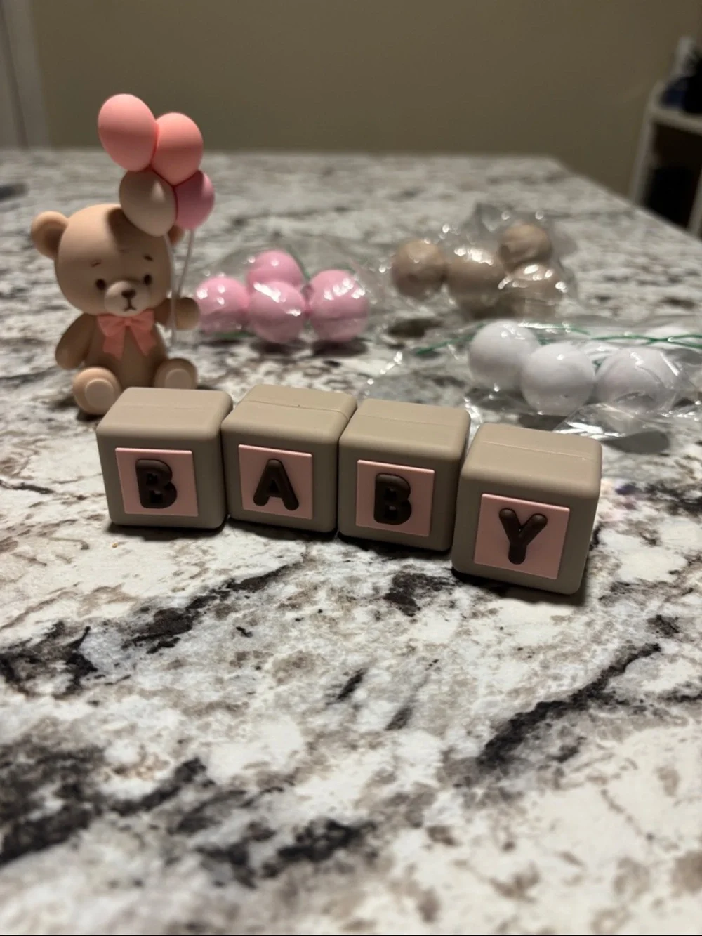 20 Pcs Teddy Bears Birthday Cake Toppers Decorations Baby Girl